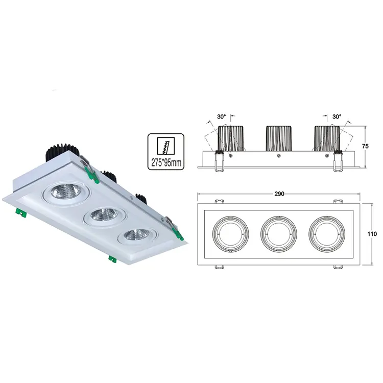 Recessed Aluminum COB LED Downlight 9-15W