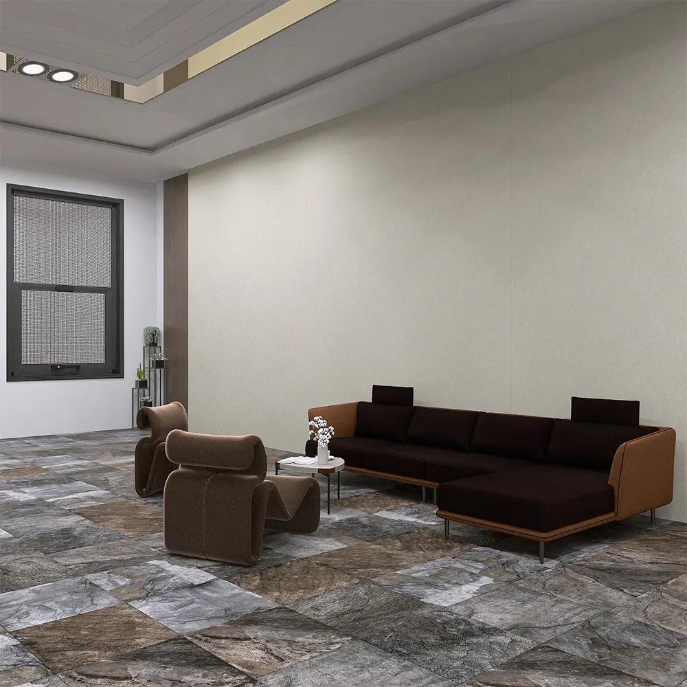 Non-Slip Concrete-Look Gray Matte Porcelain Floor Tile 600x600mm
