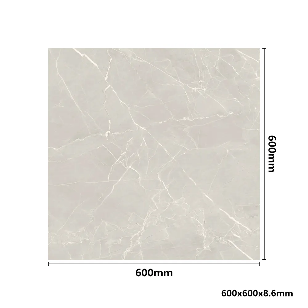 Stone-Look Polished Porcelain Floor Tile 600x600mm