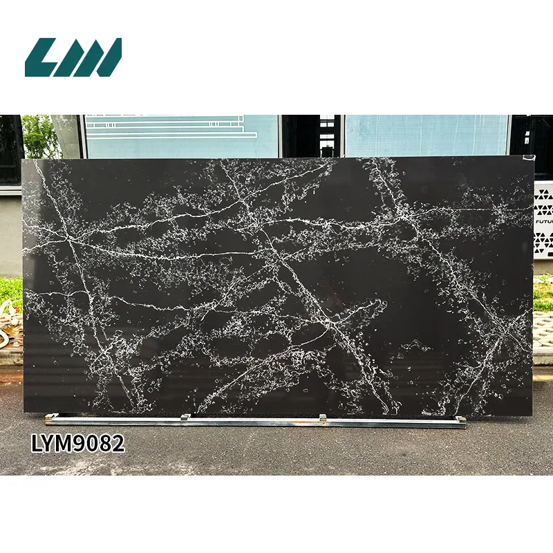Black Engineered Quartz Slab 3200x1600mm