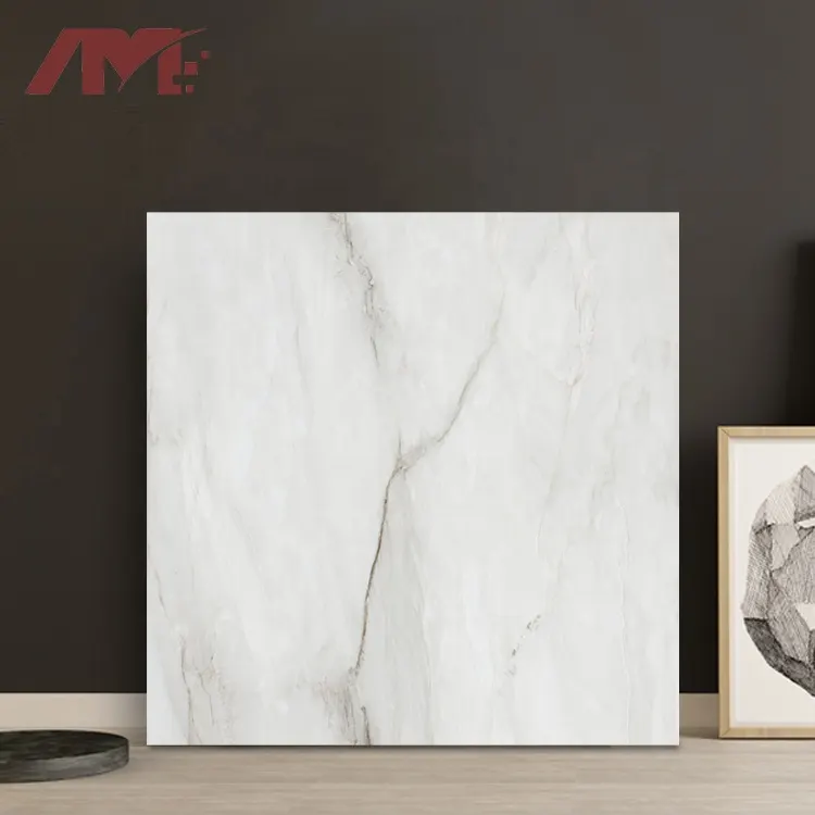 Marble-Look White Glazed Porcelain Floor Tile 1000x1000mm