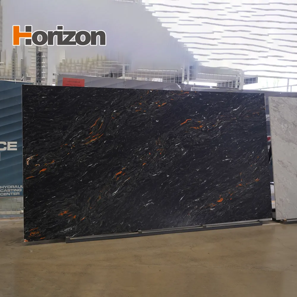 Black Engineered Quartz Slab 3200x1600mm