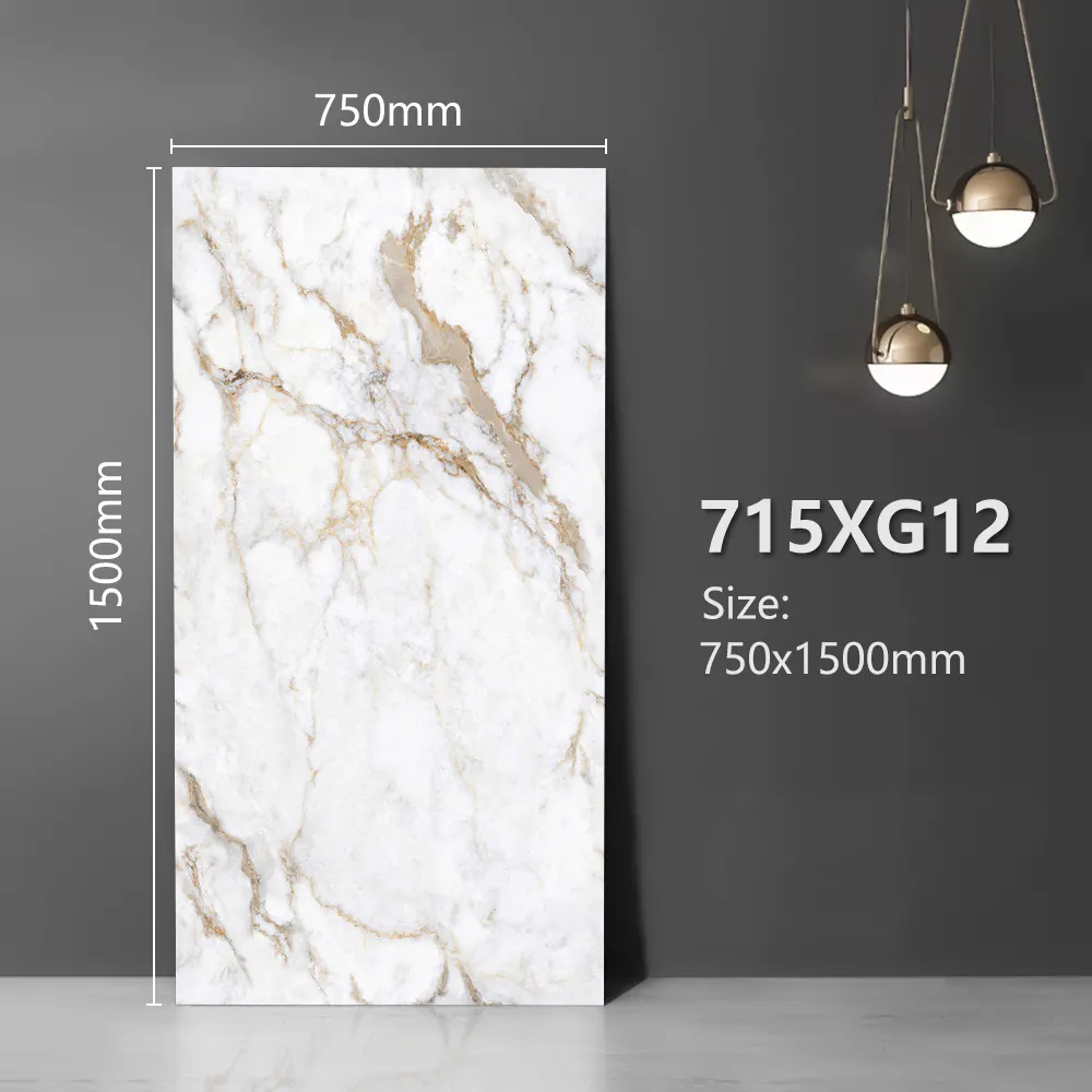 Stone-Look Polished Porcelain Floor Tile 750x1500mm