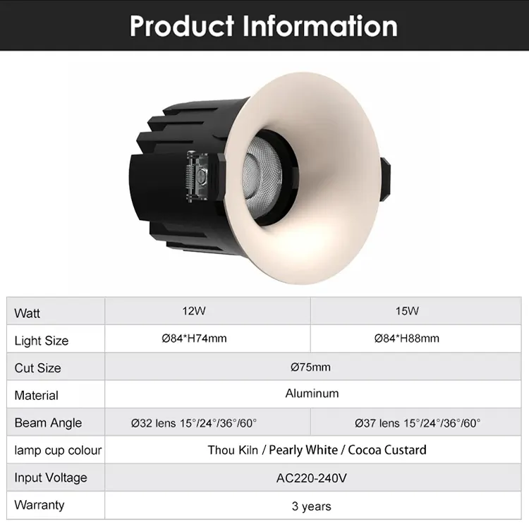 Adjustable Aluminum LED Downlight 8/12W