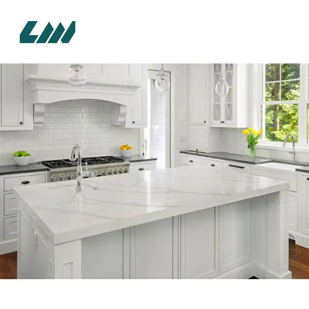 Silica-Free White Polished Engineered Quartz Slab 3200x1600mm
