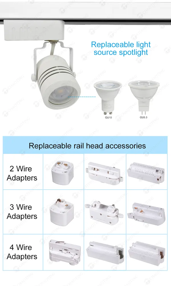 Aluminum Track Spotlight Housing GU10/MR16 For 2/3/4-Wire Track