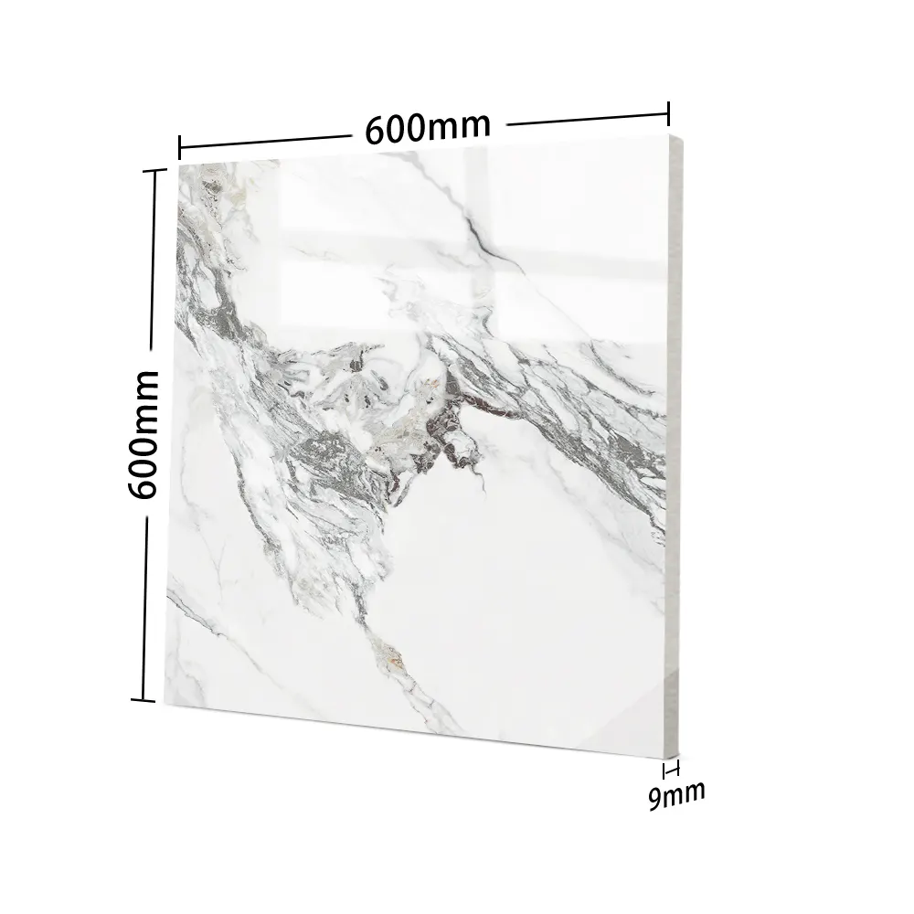 Marble-Look Polished Porcelain Floor Tile 600x600mm/60x60cm