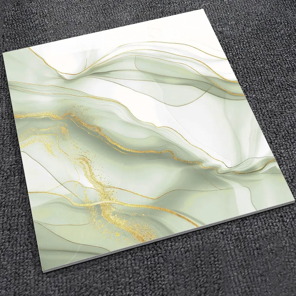 Stone-Look Gold Polished Porcelain Floor Tile 600x600mm