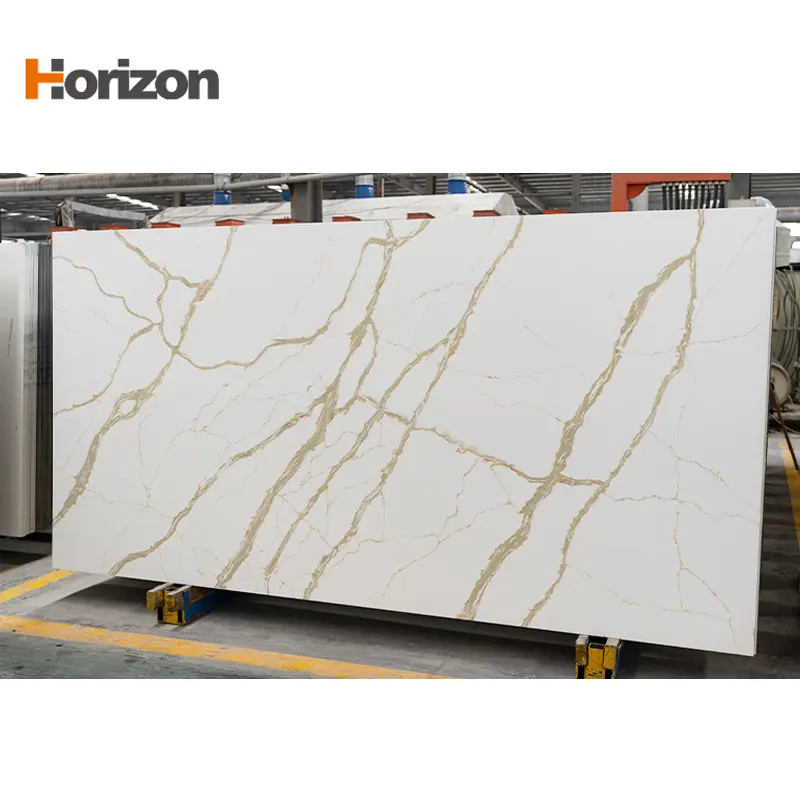 Calacatta White/Gold Engineered Quartz Slab 3200x1600mm