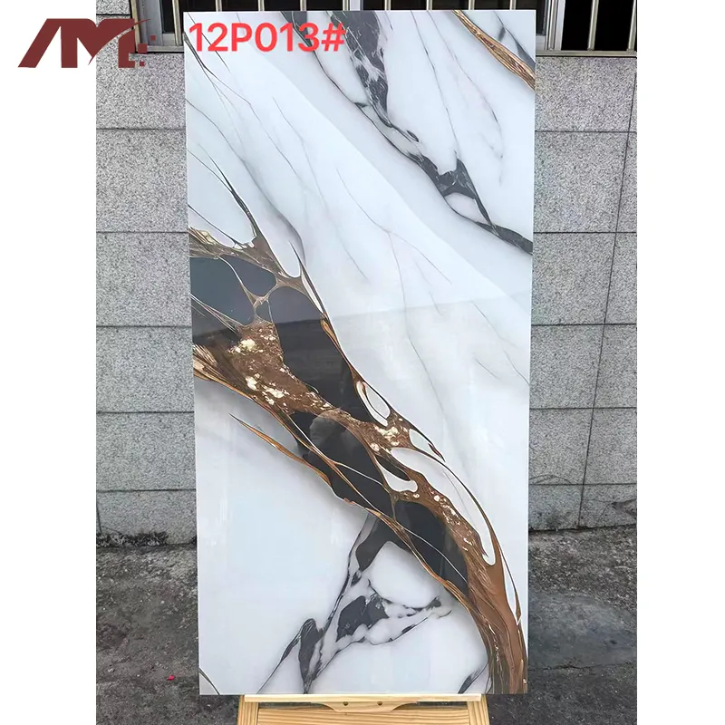 Marble-Look Glossy Porcelain Floor Tile 600x1200mm