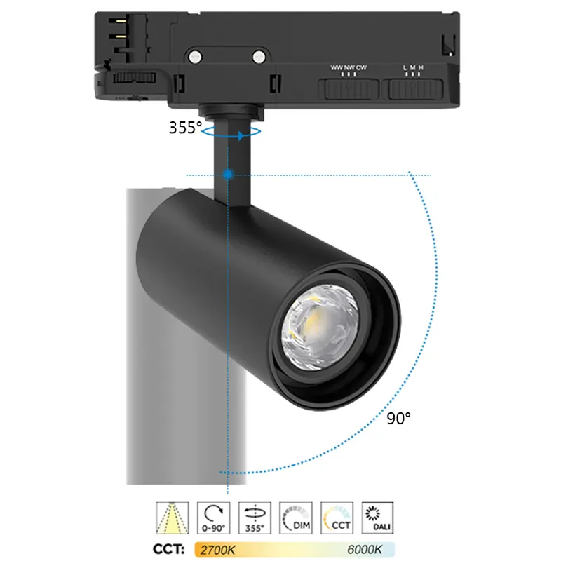 Adjustable Aluminum COB LED Track Spotlight 20-40W