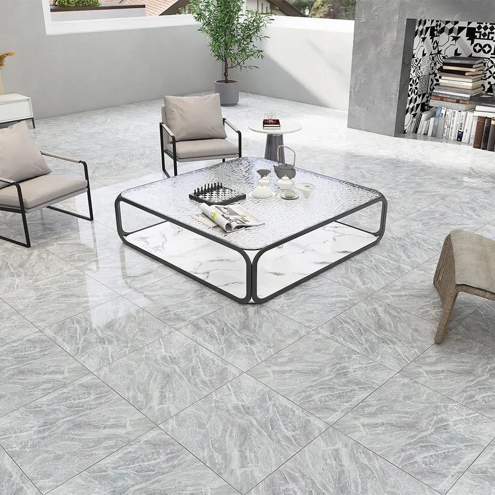 Concrete-Look Polished Porcelain Floor Tile 600x600mm