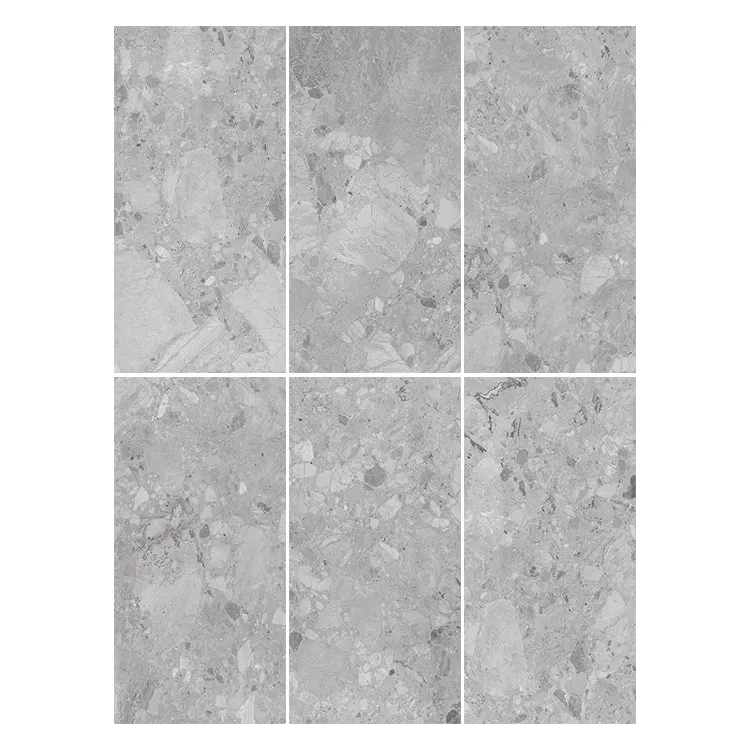 Non-Slip Marble-Look Gray Ceramic Floor Tile 600x1200mm