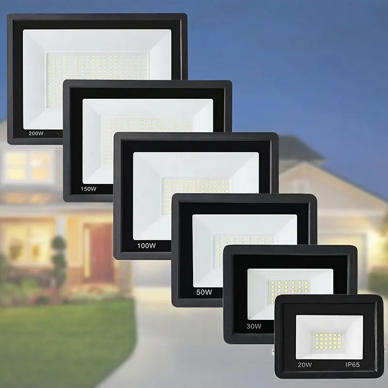 Aluminum LED Floodlight Black 10-600W 100-265V IP65 6500K