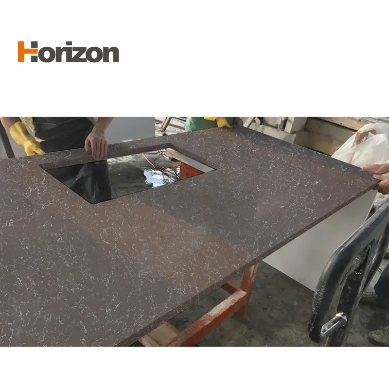 Jade-Look Brown Engineered Quartz Slab 3200x1600mm