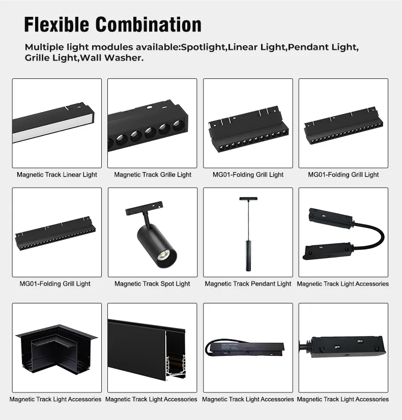 Adjustable Aluminum Magnetic LED Track Spotlight 6-30W 48V 3CCT Selectable