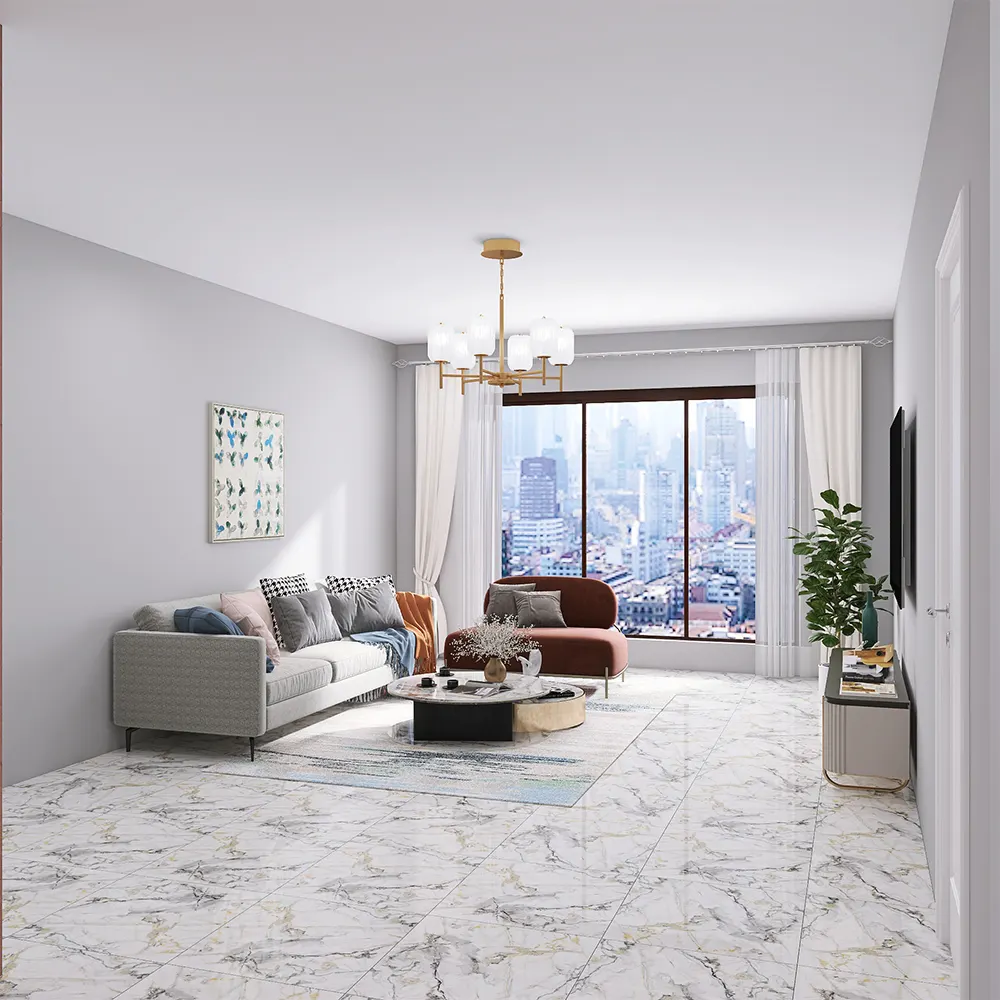 Marble-Look Porcelain Floor Tile 60x60cm/600x600mm