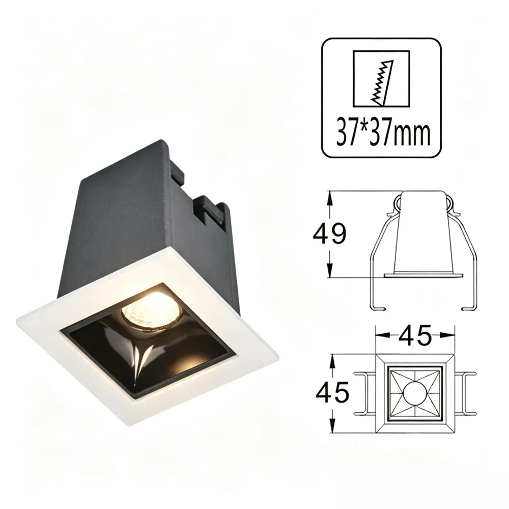 Recessed Square Aluminum LED Grille Spotlight Black/White