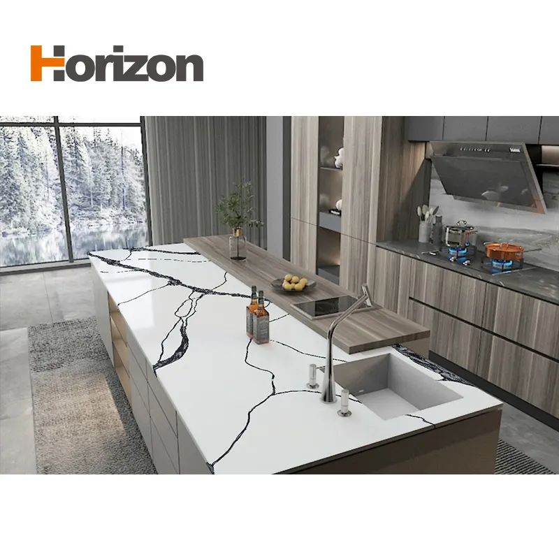 Calacatta White Engineered Quartz Slab 3200x1600mm