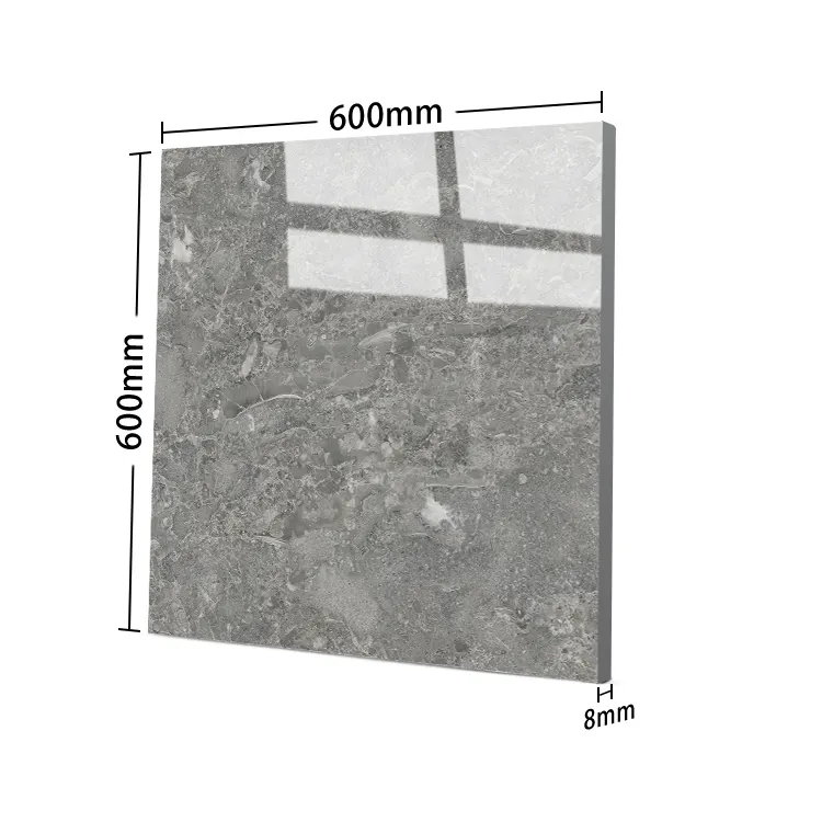 Marble-Look Polished Porcelain Floor Tile 600x600mm