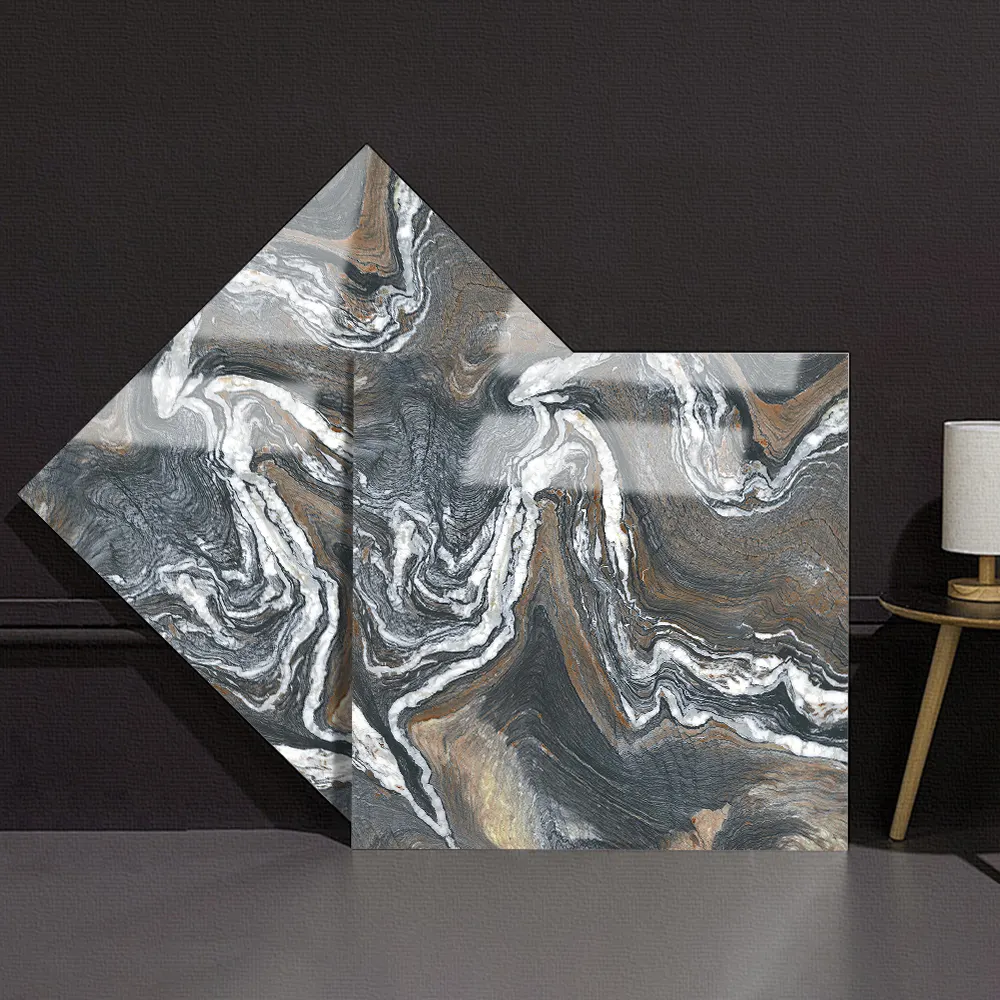 Marble-Look Polished Porcelain Floor Tile 600x600mm