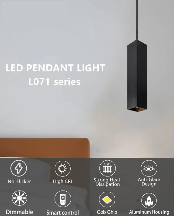 Aluminum LED Pendant Light 8x8x25cm 8-30W