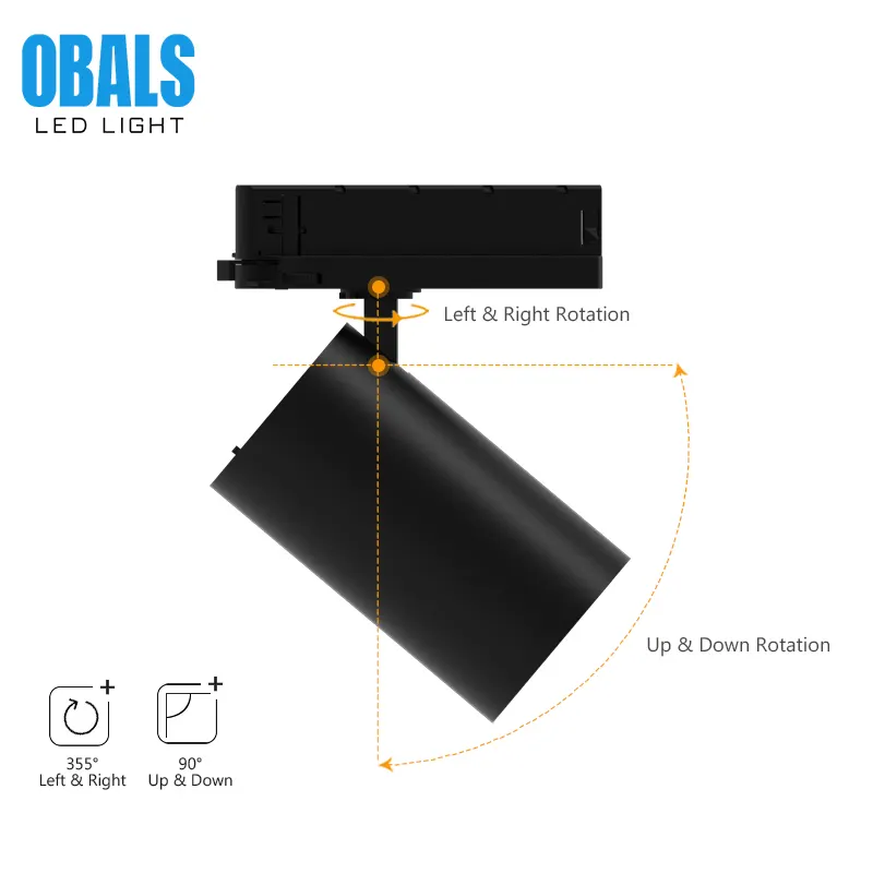 Adjustable Dimmable Aluminum LED Track Spotlight Black 30/40W