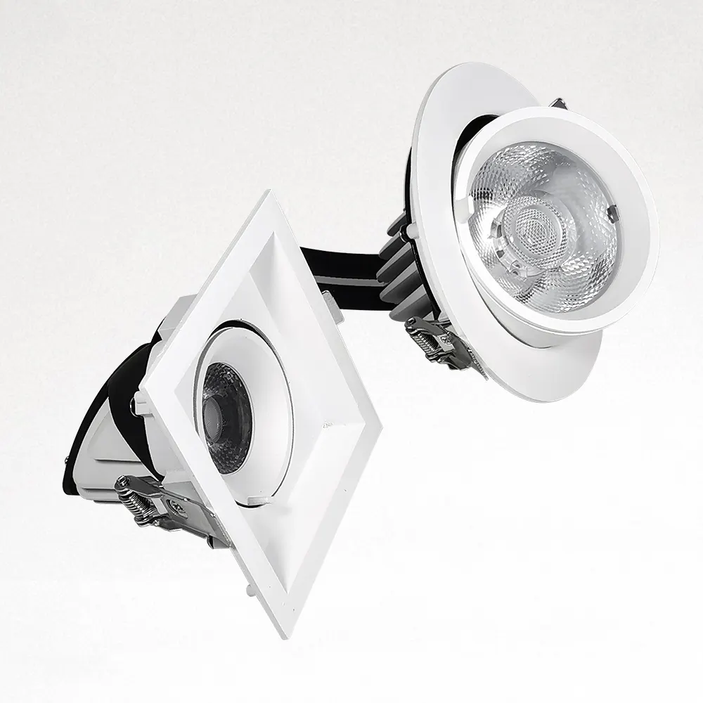 Adjustable Recessed Square LED Downlight White 12-40W