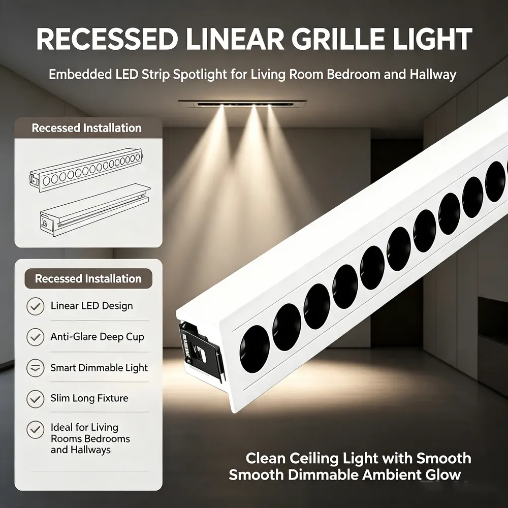 Anti-Glare Smart Dimmable Recessed LED Grille Spotlight 2-30W