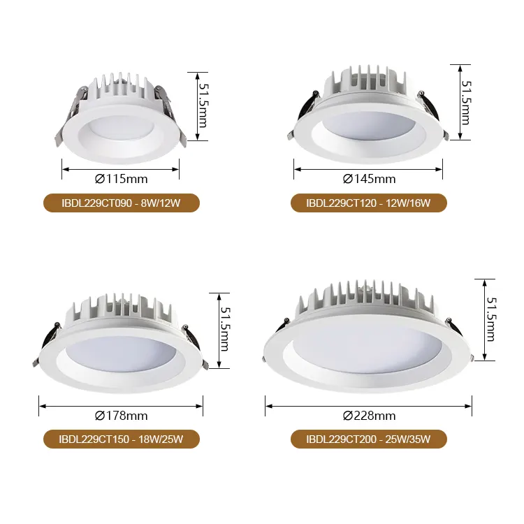 Dimmable Recessed Round LED Downlight 15-40W