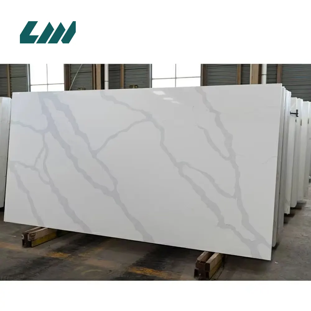 Silica-Free White Polished Engineered Quartz Slab 3200x1600mm