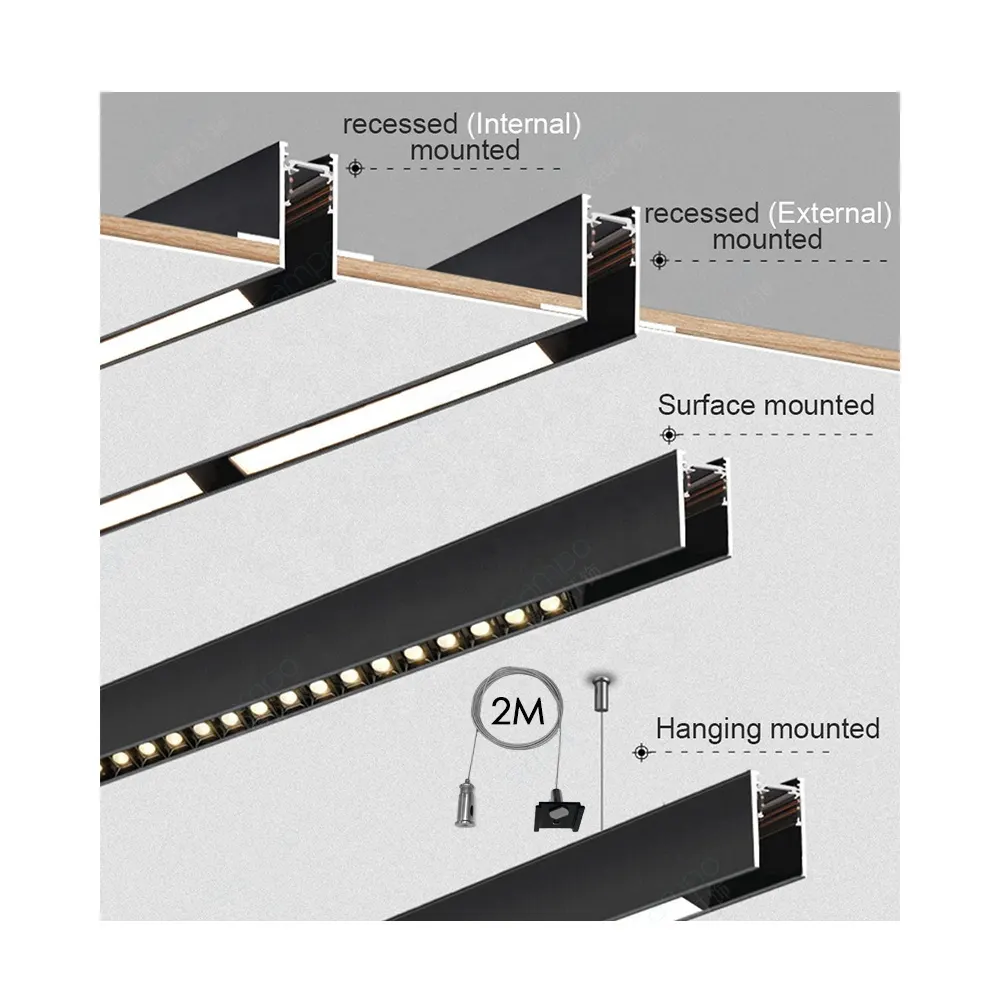 Recessed/Surface-Mounted Aluminum Magnetic Linear LED Track Light Black 6-40W 48V product sample