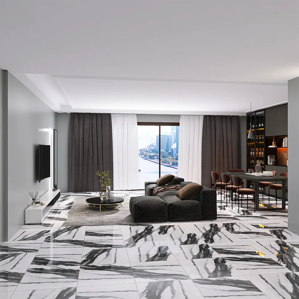 Marble-Look White Porcelain Floor Tile 600x600mm