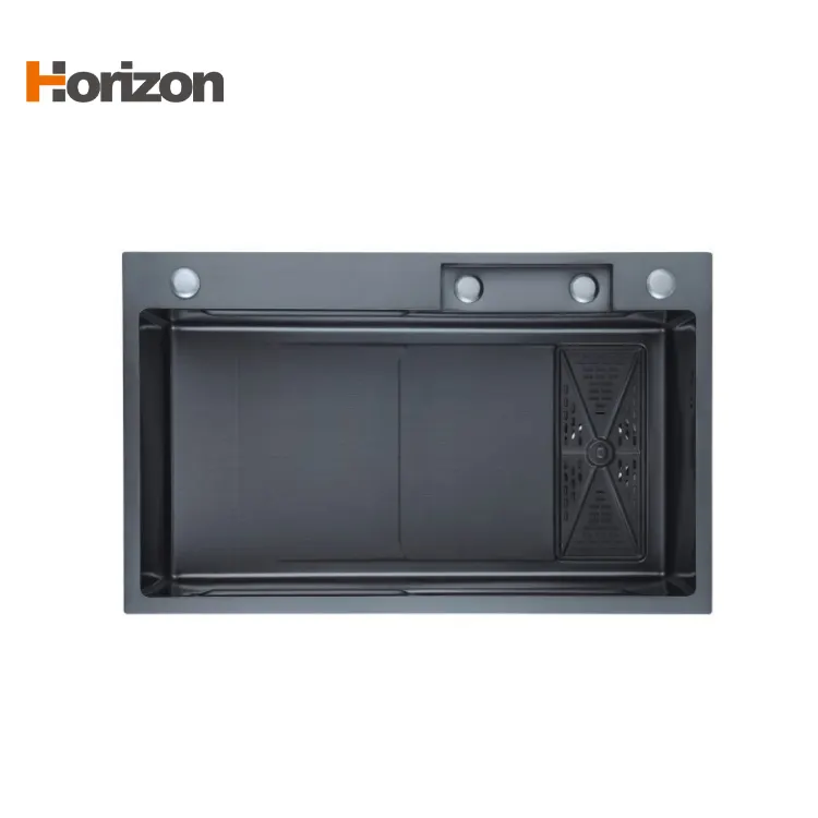 Waterfall Black 304 Single-Bowl Stainless Steel Kitchen Sink