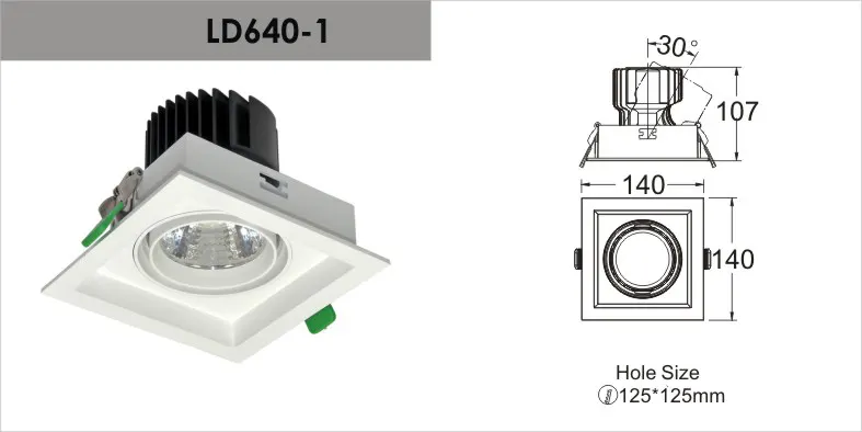 Adjustable Recessed Square LED Grille Spotlight