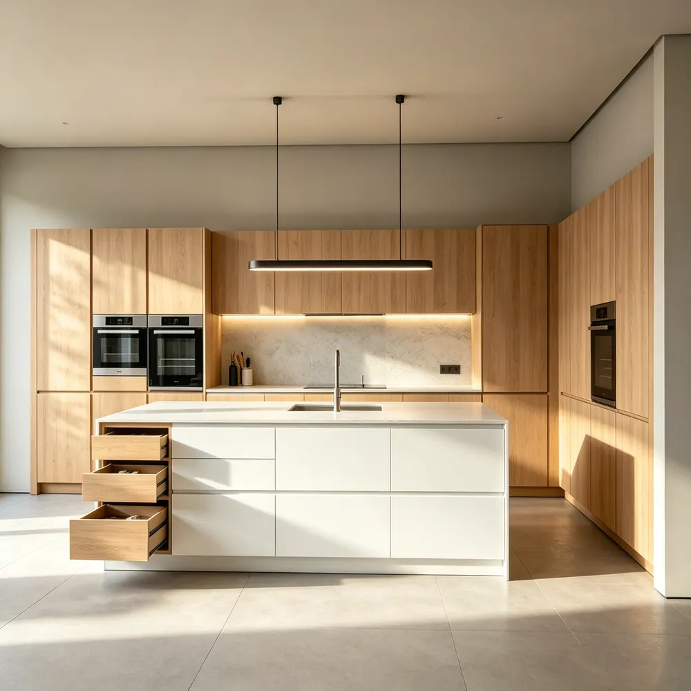 Modern MDF Modular Kitchen Cabinet Set With Acrylic Doors