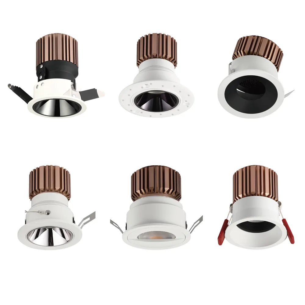 Aluminum LED Downlight Gold 7/15W IP44 Cutout 70-110mm