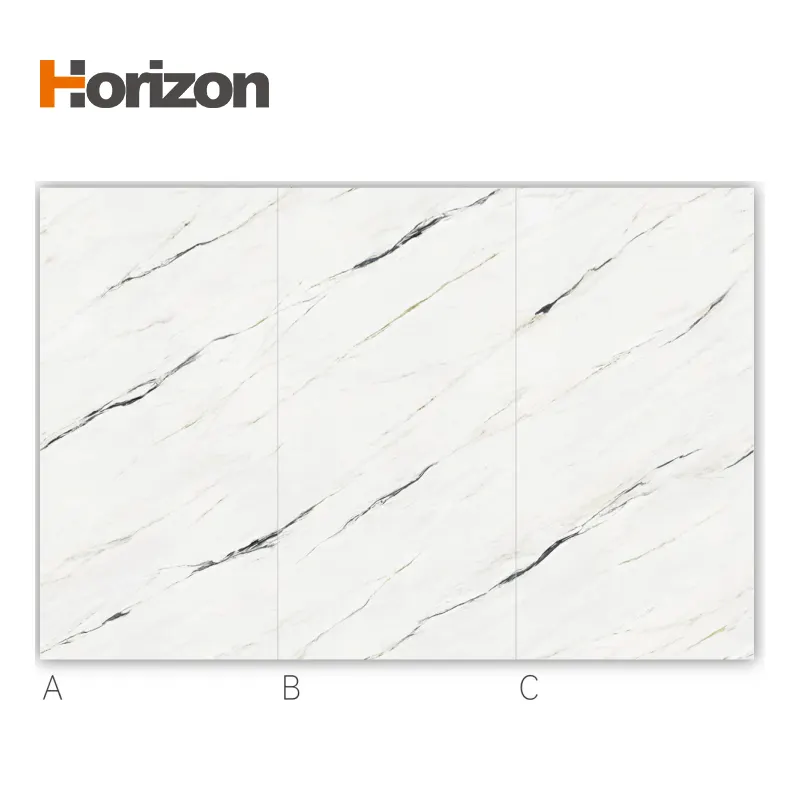 Marble-Look White Glazed Sintered Stone Slab 1600x3200mm