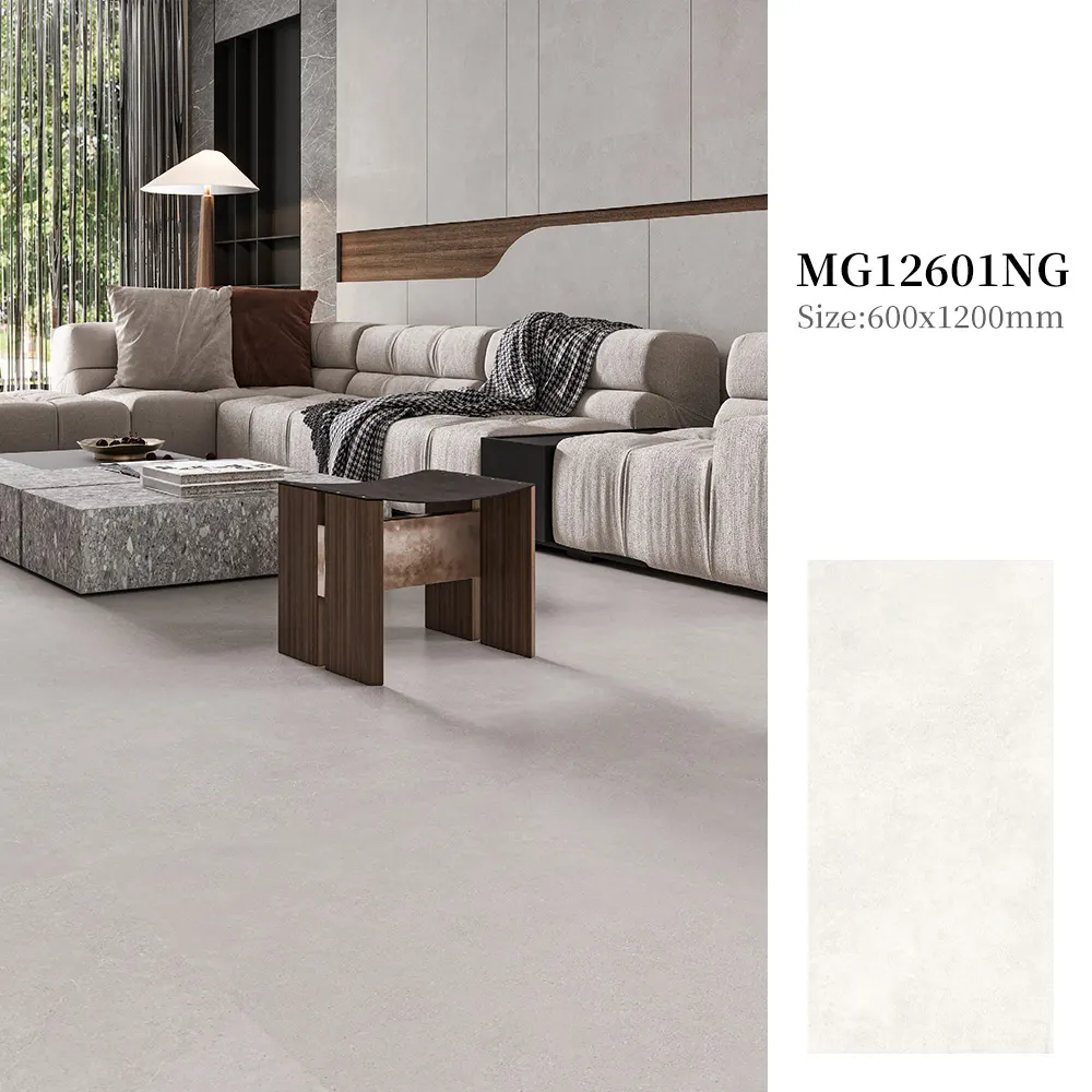 Non-Slip Stone-Look Gray Matte Ceramic Wall And Floor Tile 600x1200mm