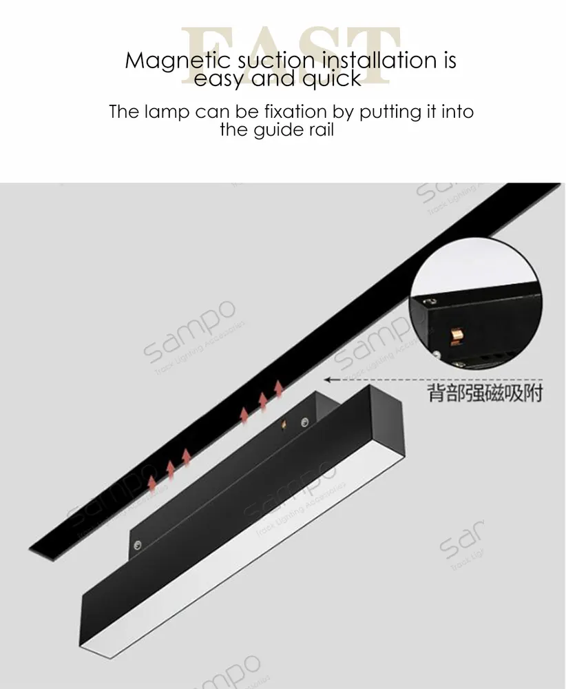 Aluminum Magnetic LED Track Lighting System 10-30W 220V