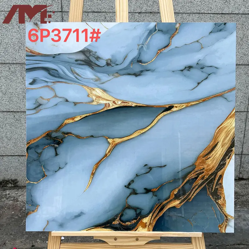 Marble-Look Glazed Porcelain Floor Tile 600x600mm