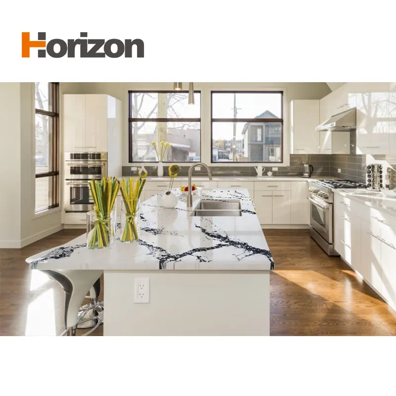 Calacatta White Polished Engineered Quartz Slab 3200x1600mm