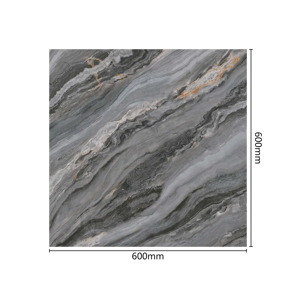 Non-Slip Stone-Look Polished Porcelain Floor Tile 600x600mm