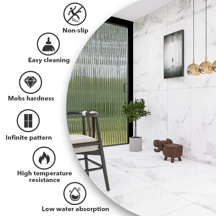 Non-Slip Carrara White Matte Ceramic Outdoor Tile 600x1200mm
