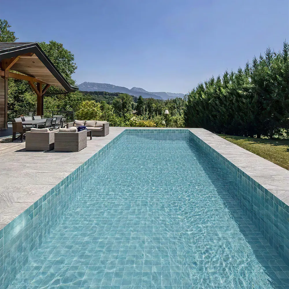 Non-Slip Stone-Look Blue Matte Porcelain Outdoor Tile 300x600mm