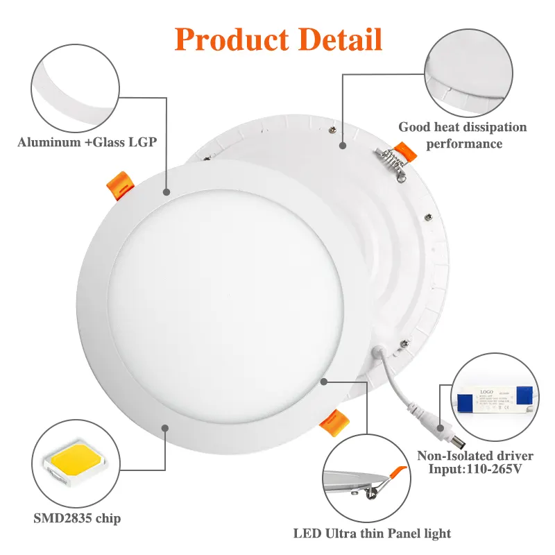 Adjustable Recessed Round LED Panel Light 3-9W 4in/6in/8in 3CCT Selectable