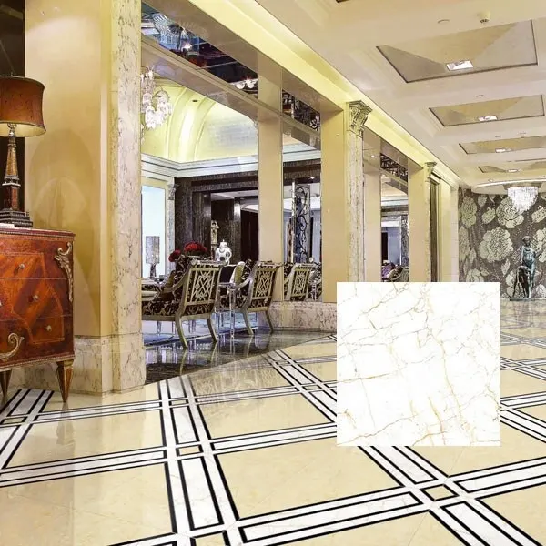 Marble-Look Glossy Porcelain Floor Tile 600x600mm