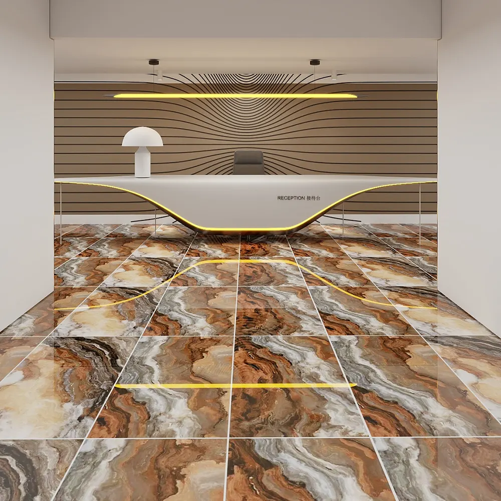 Non-Slip Stone-Look Porcelain Stair Tread Tile 600x1200mm