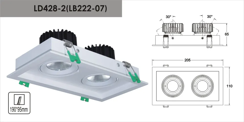 Anti-Glare Recessed Aluminum LED Grille Spotlight 6-15W