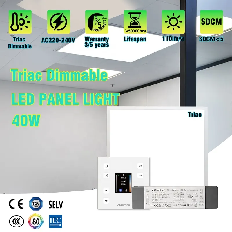Smart Dimmable TRIAC Recessed LED Panel Light 2x2 40W